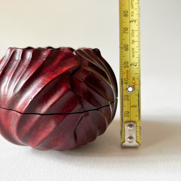 Vintage Hand Carved Cabbage Rosewood Trinket Box Natural Solid Wood Decor - Picture 9 of 11